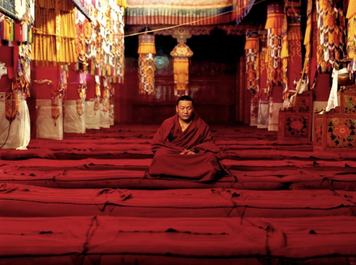 Monk Walking in Prayer